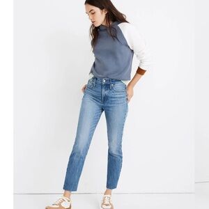 Madewell 24 Perfect Vintage Jean Enmore Wash Ankle Raw Hem High Waist Straight